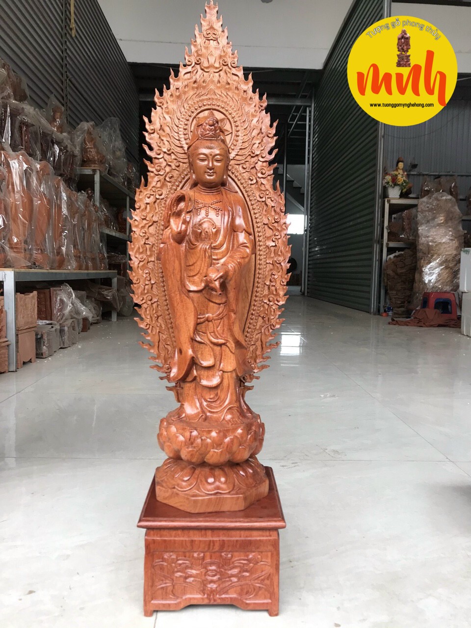 Bộ Tượng Tây Phương Tam Thánh Phật Gỗ Hương Cao 40cm